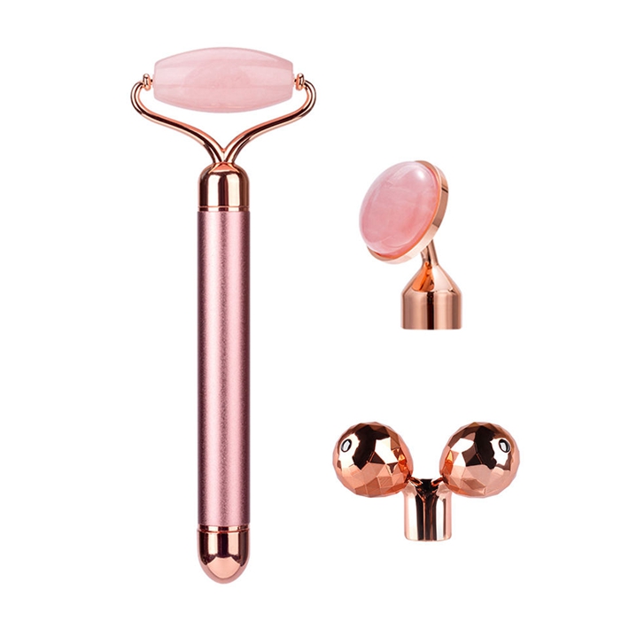 3 in 1 Vibrating Jade Roller Energy Beauty Bar Slimming Face Massager, Model:711