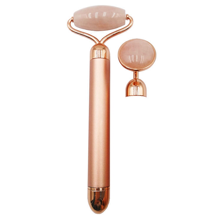 Natural jade stone massager roller 2 in 1 rose quartz roller kit, Model:710